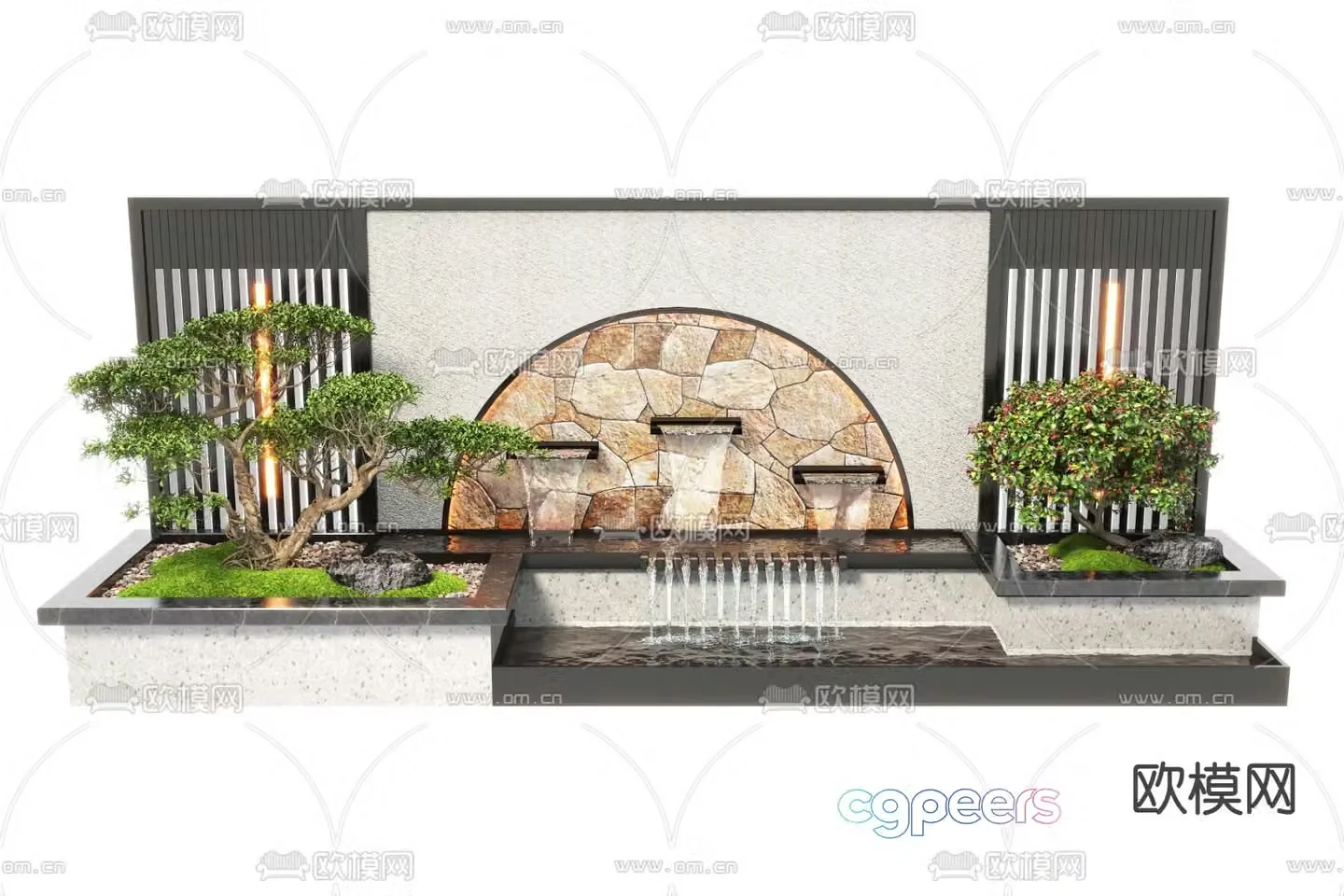 Modern water feature wall landscape wall landscape sketch 3D model