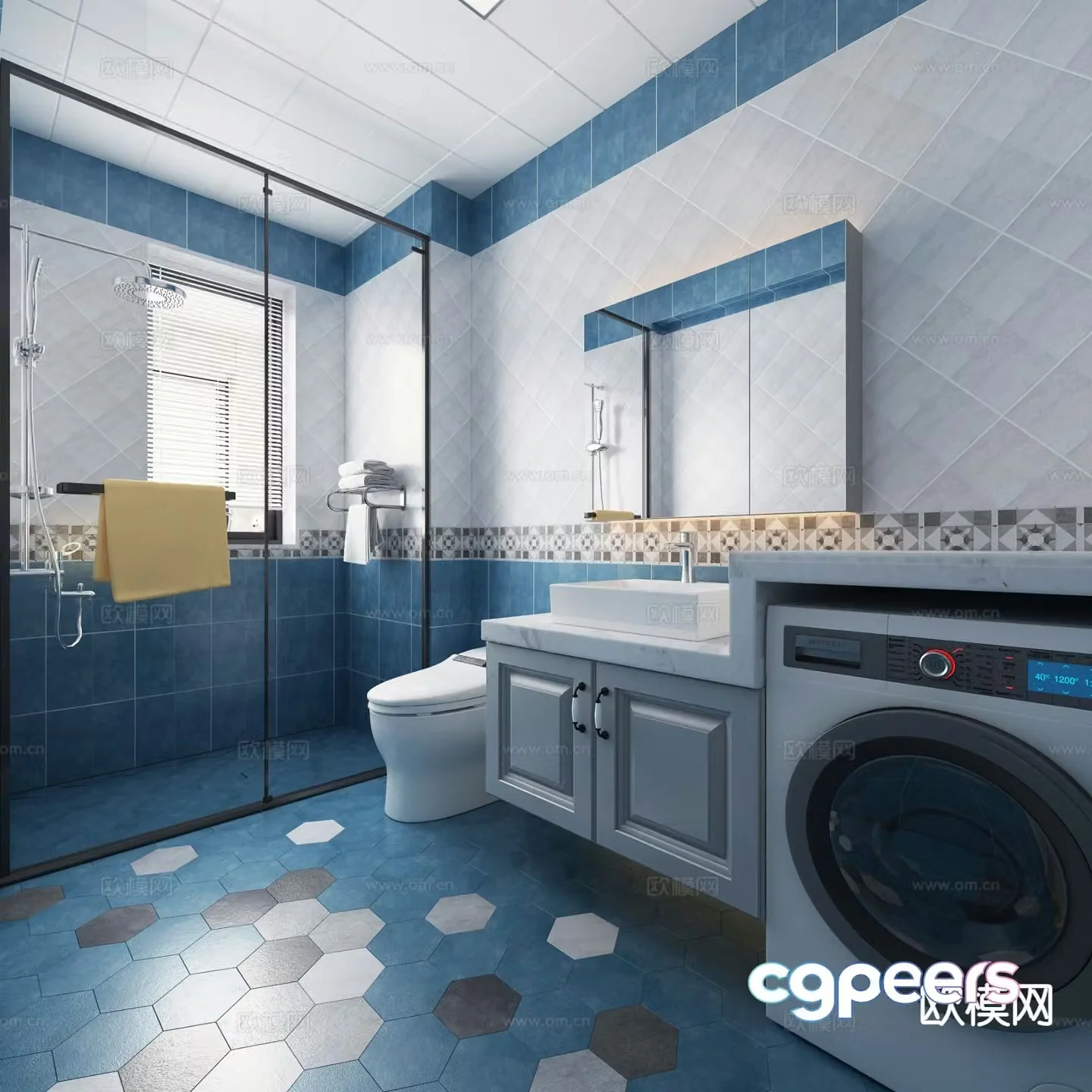 American bathroom bathroom 3d model