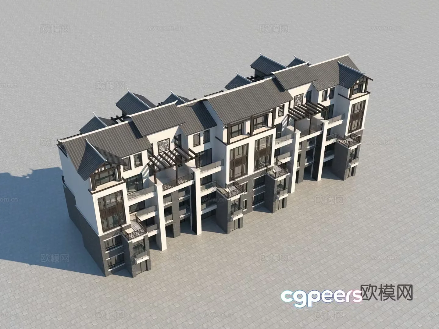 New Chinese-style villa appearance 3D model