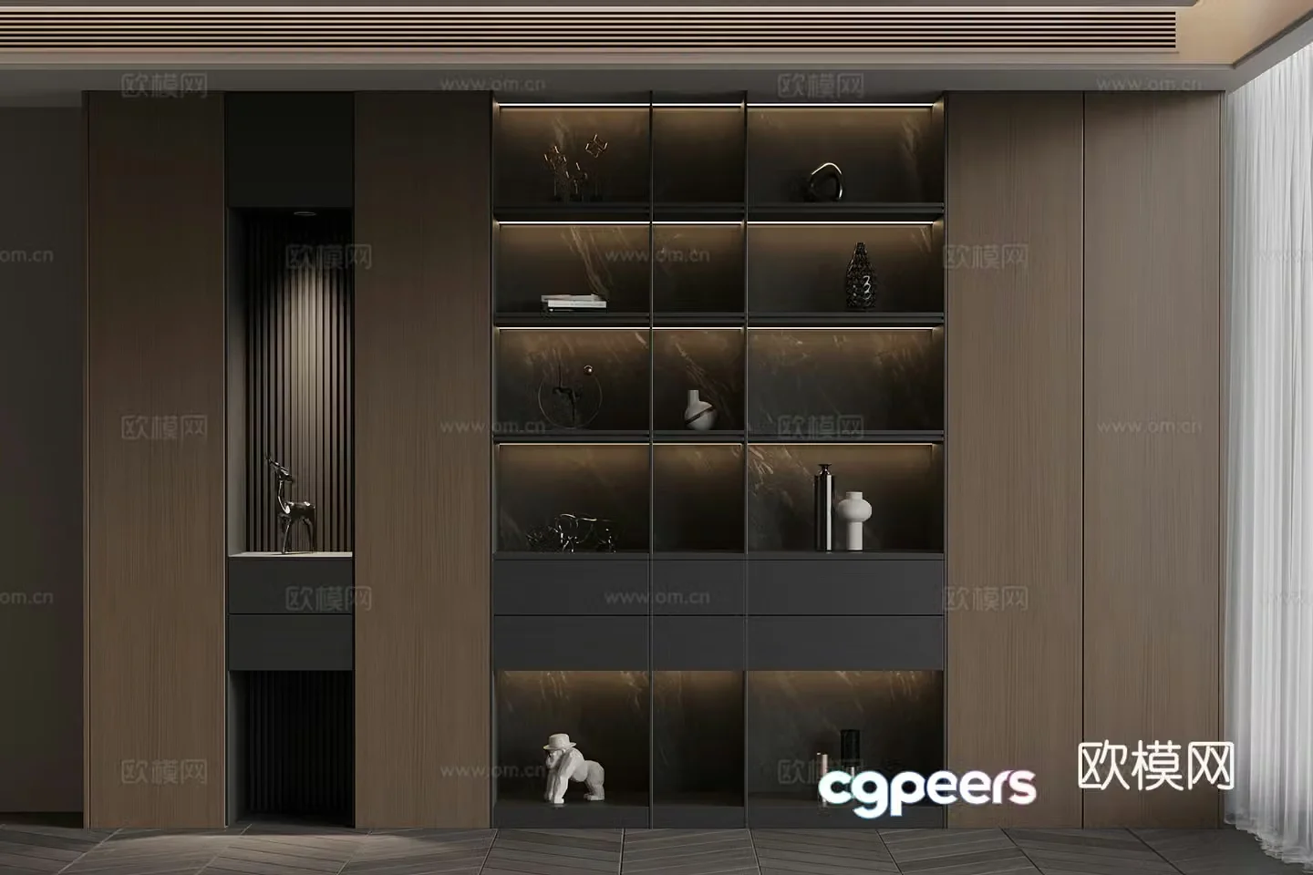 Italian bookcase Book ornaments 3D model