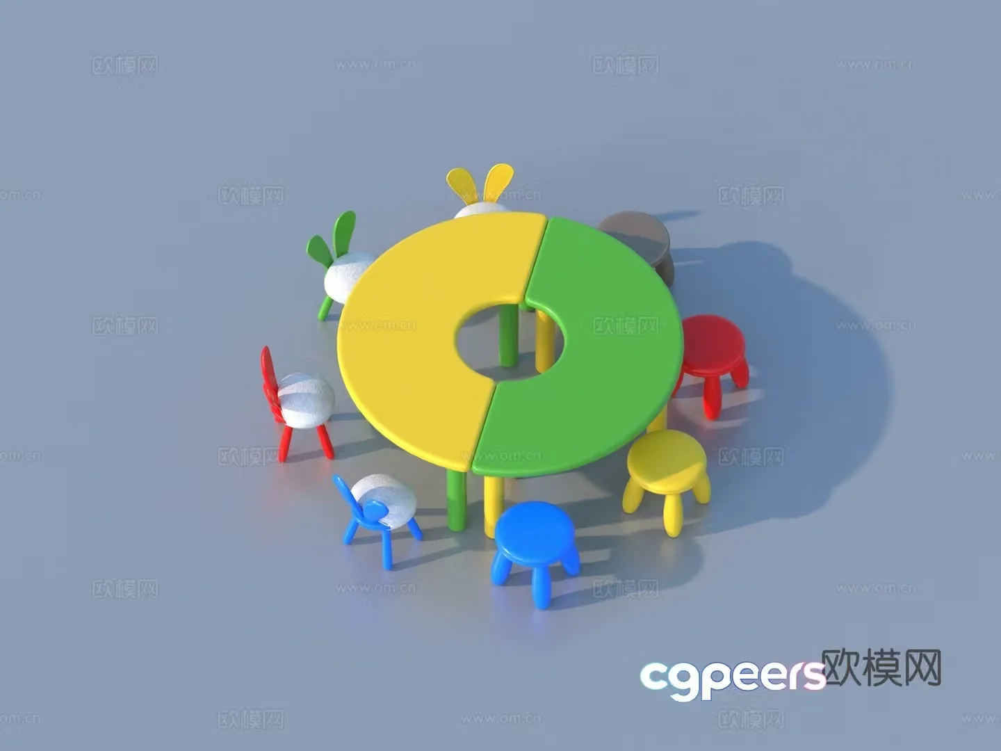 Children’s table and chairs Toy table and chairs 3d model