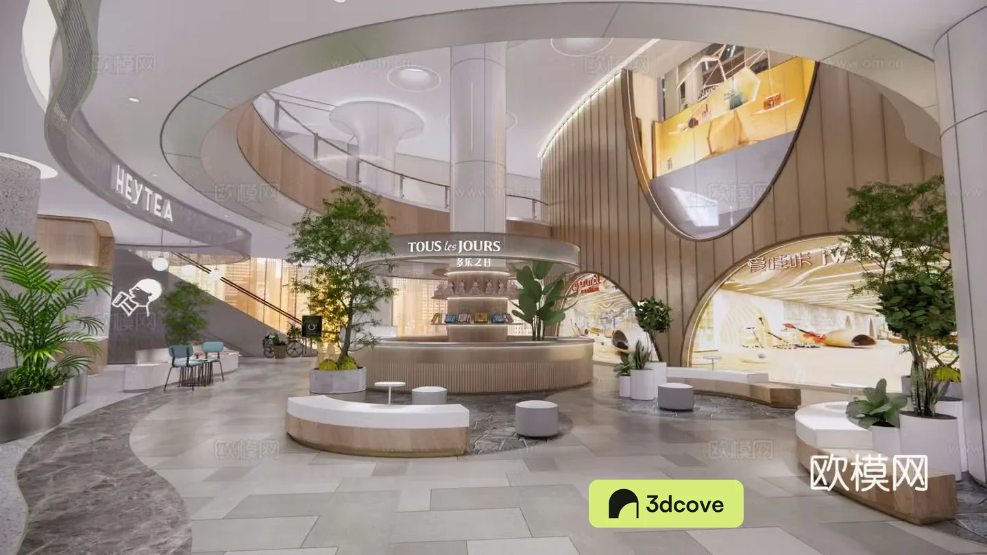 Modern shopping mall atrium