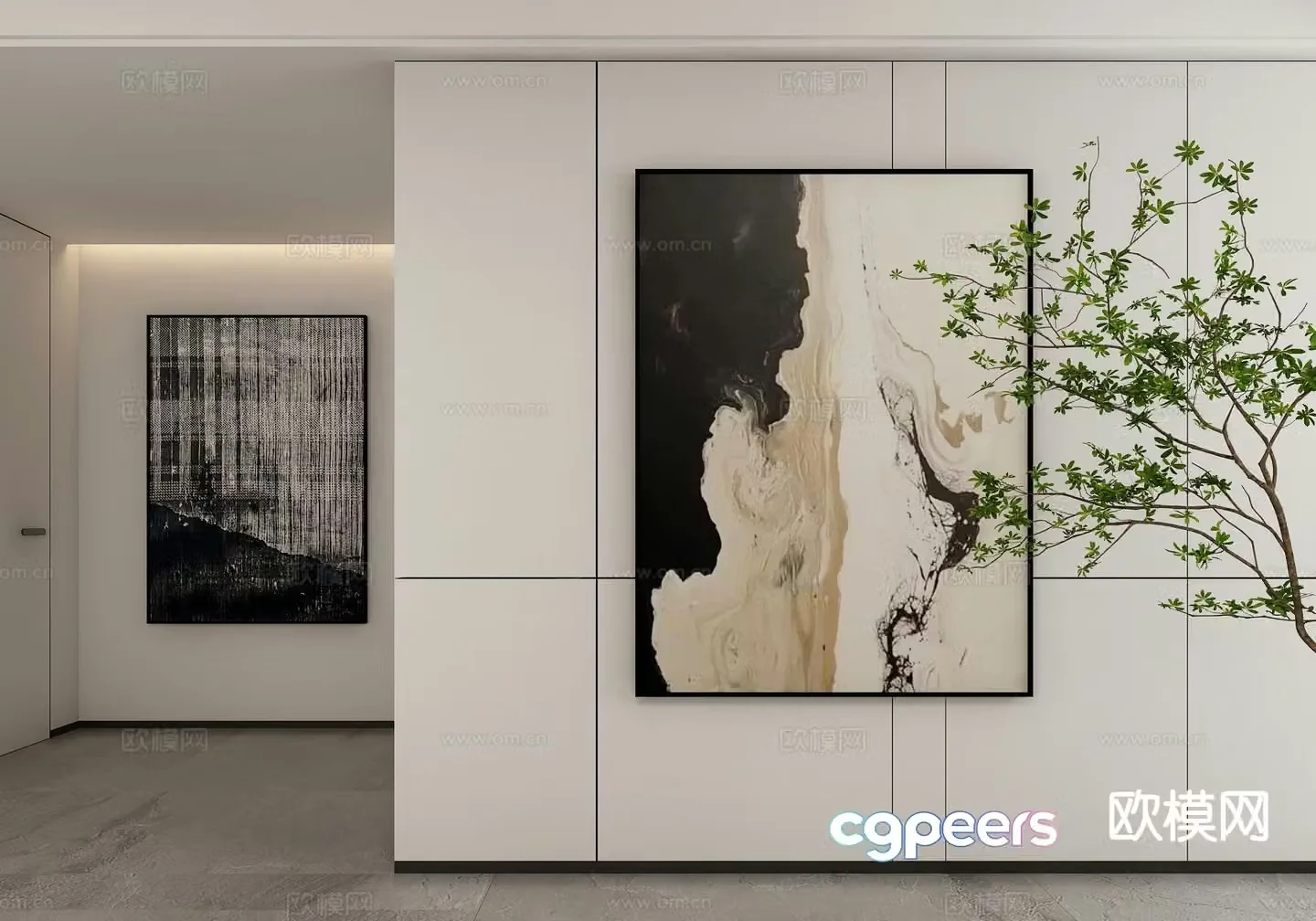 Modern texture painting decorative painting 3d model