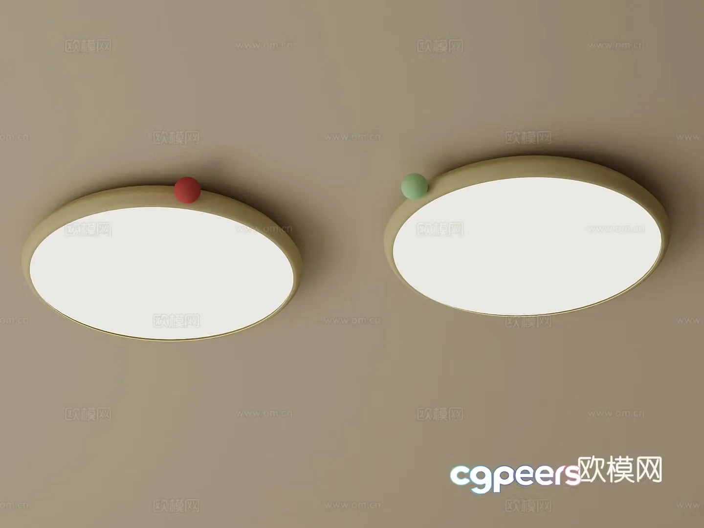 Modern Creamy Ceiling Light Round Ceiling Light 3D Model