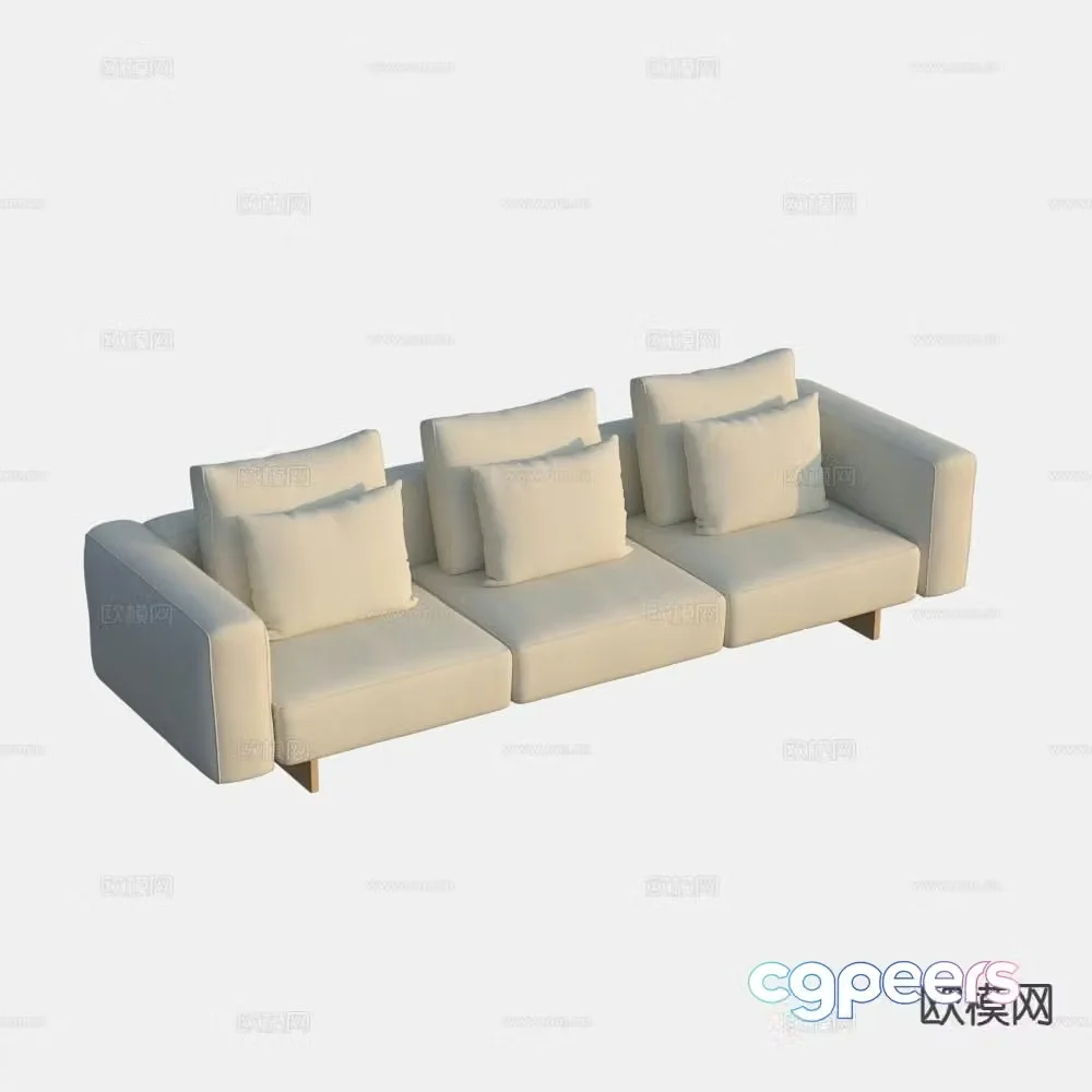 Three seater sofa upholstered sofa 3d model