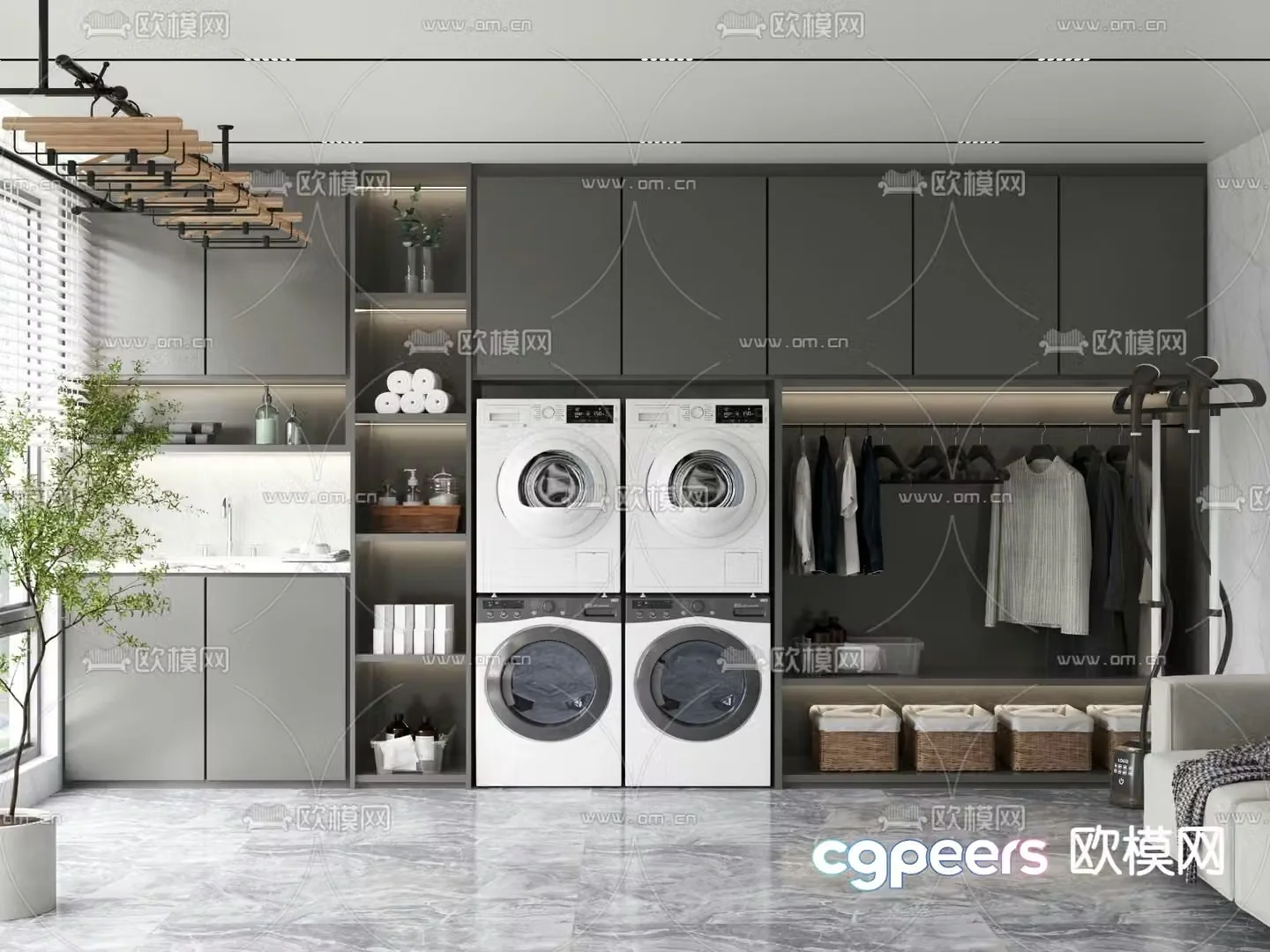 Drying and washing machine ironing machine garment ironing machine laundry cabinet 3D model