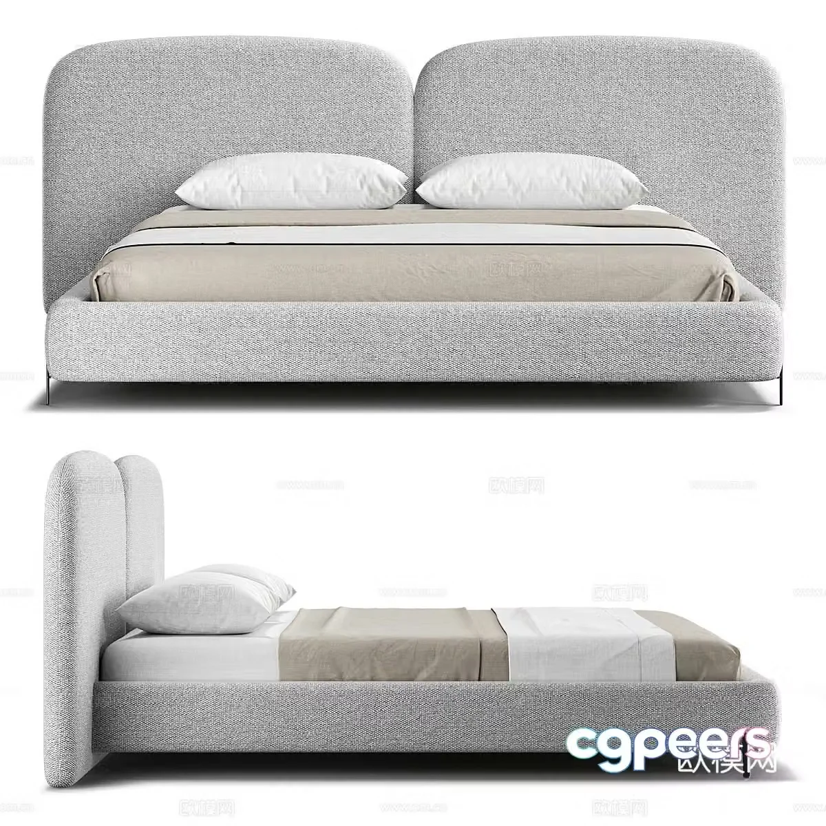 Double bed 3d model