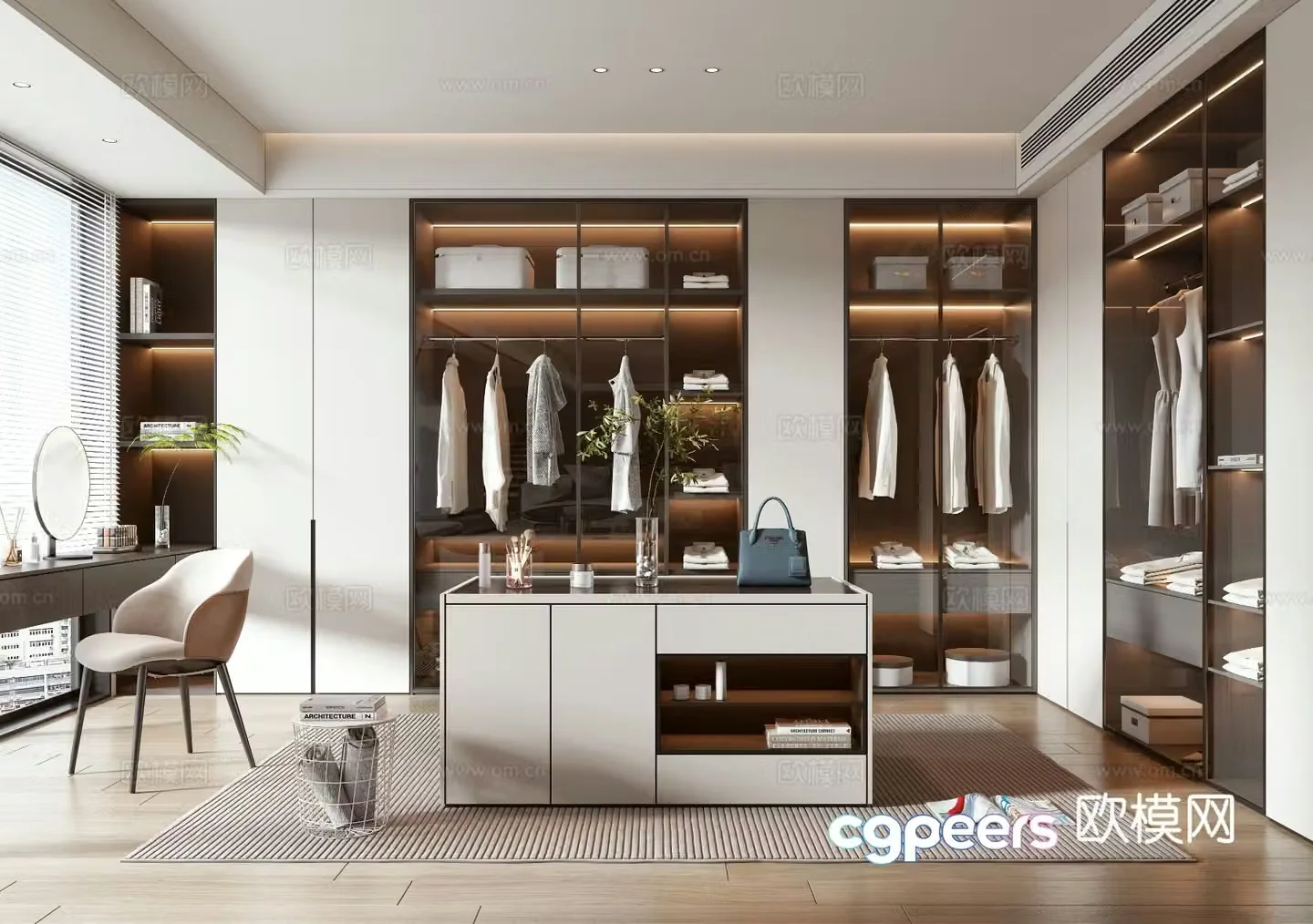Modern island cabinet cloakroom 3d model