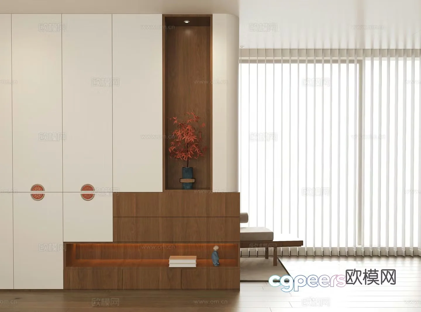 New Chinese style shoe cabinet partition cabinet decorative cabinet storage cabinet 3d model