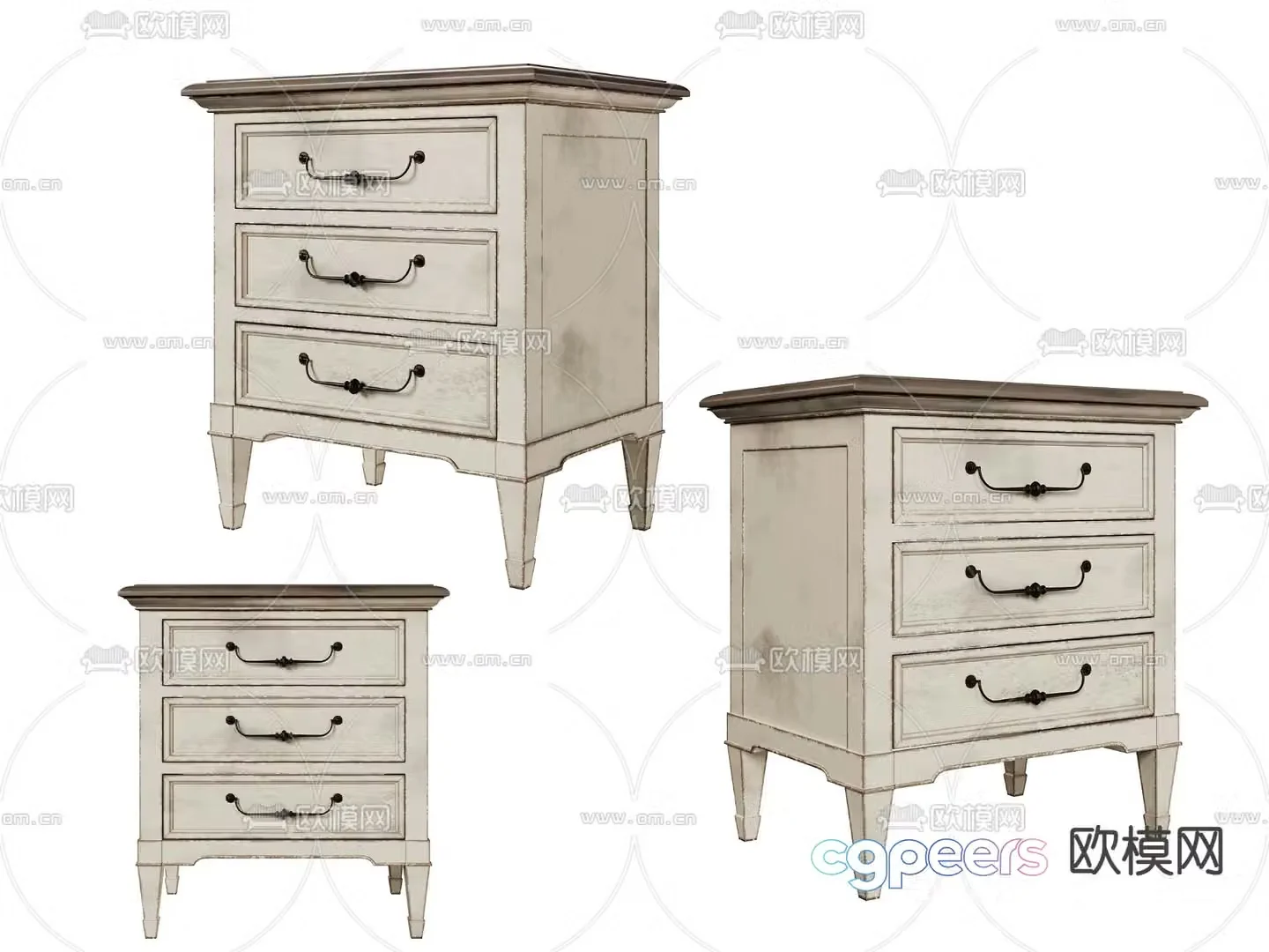 American bedside table 3d model