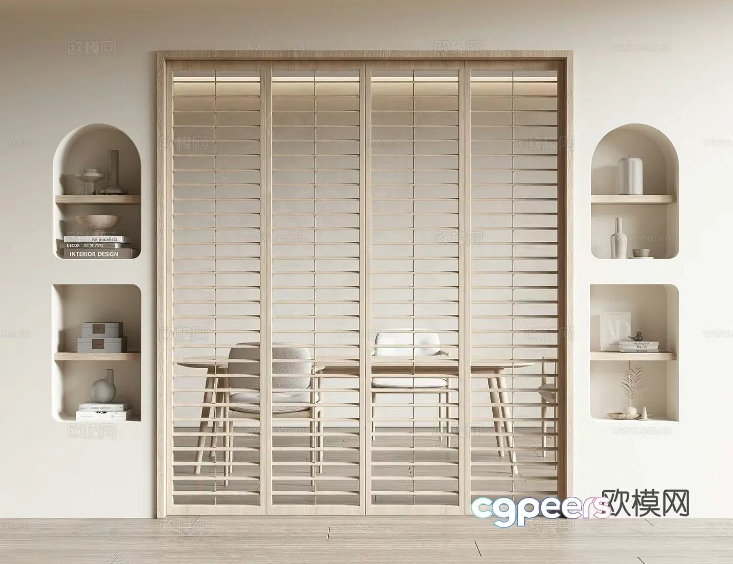 Middle-aged sliding door 3D model
