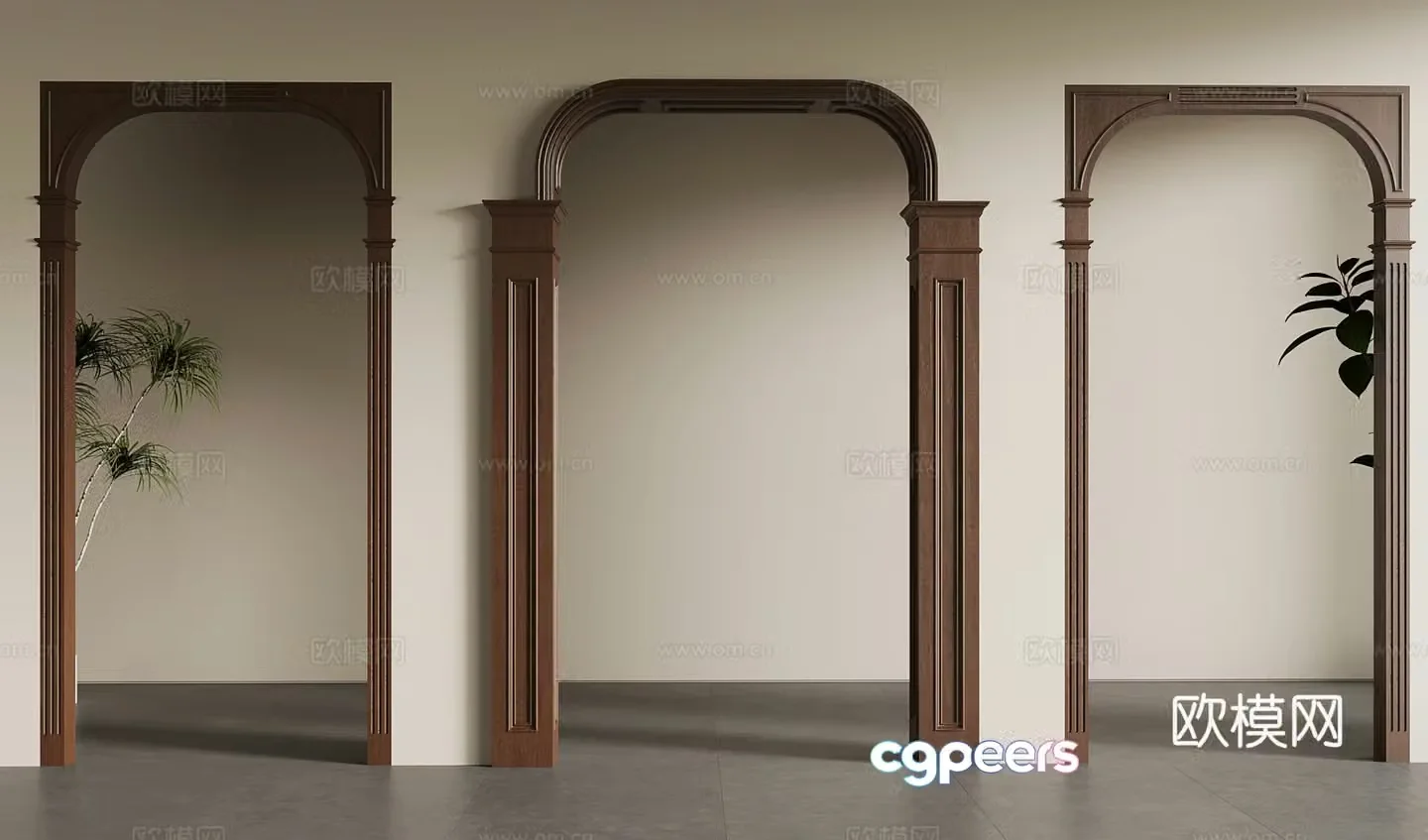 French medieval door cover jamb lines wall light 3d model