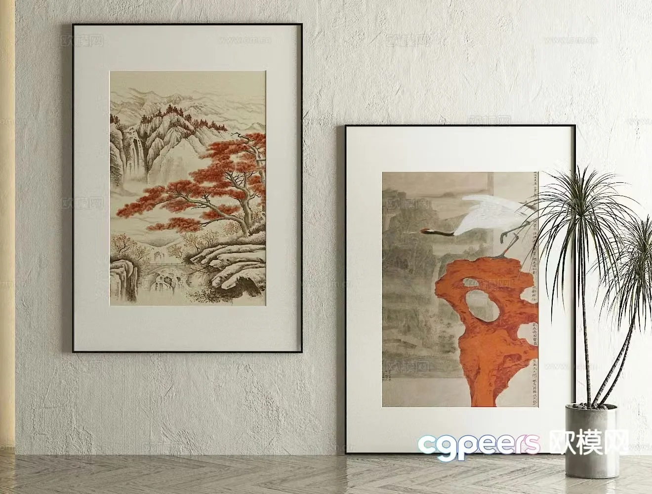 Chinese decorative painting landscape painting hanging painting 3D model
