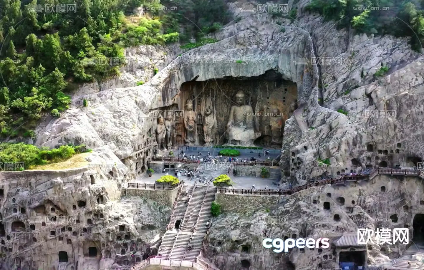Chinese style Longmen Grottoes 3D model