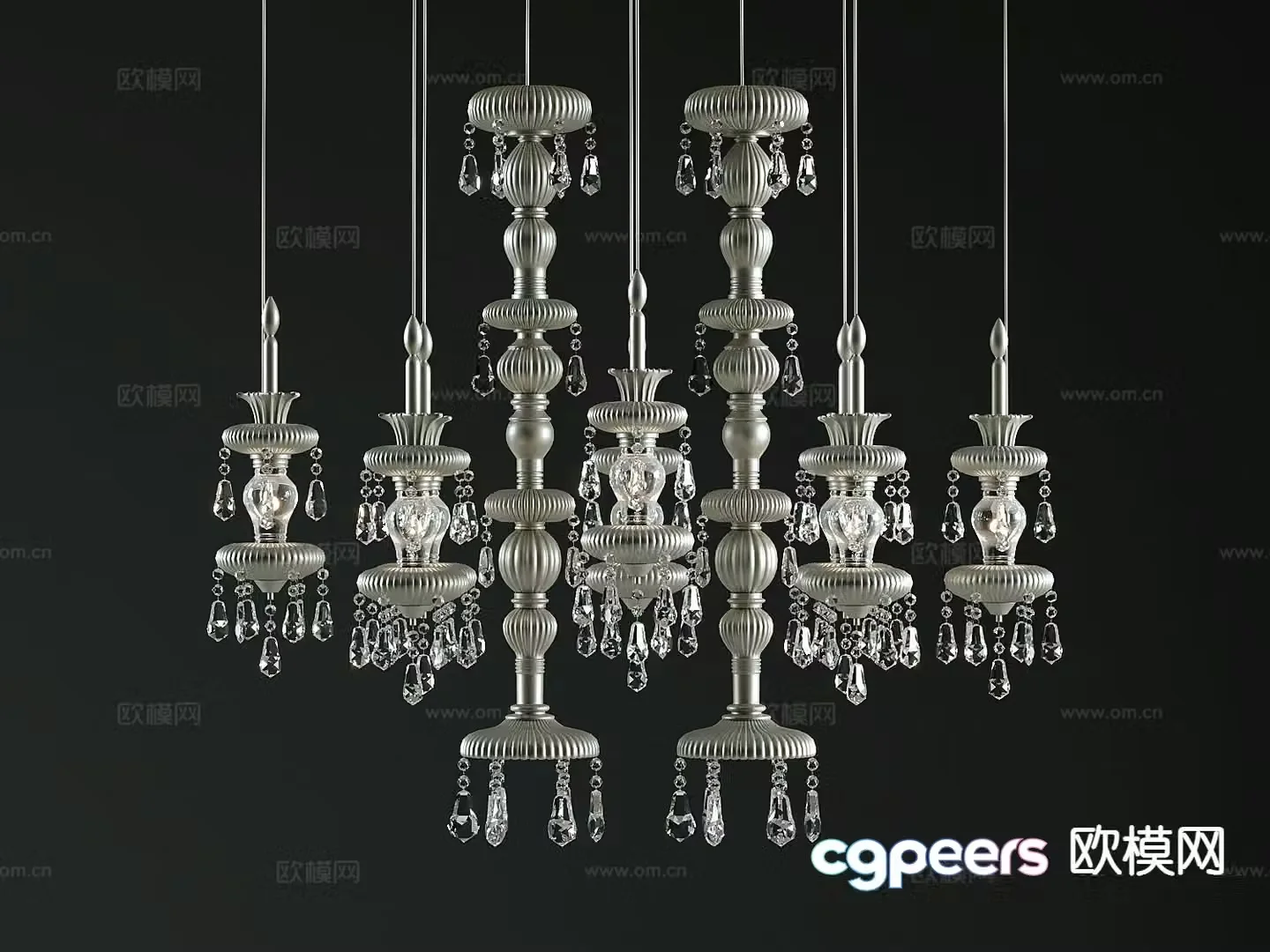 European crystal chandelier 3d model
