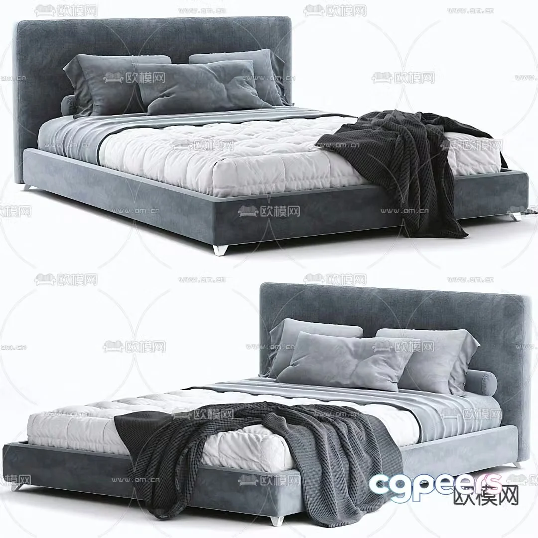 Meridiani modern fabric double bed 3d model