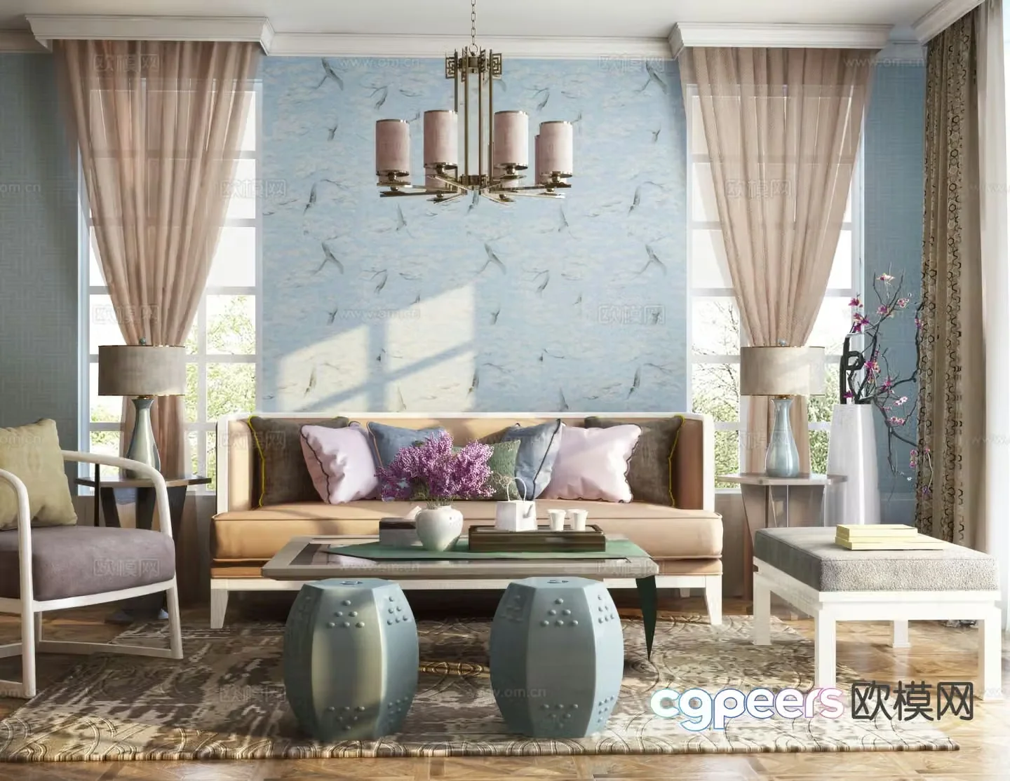 American modular sofa 3d model