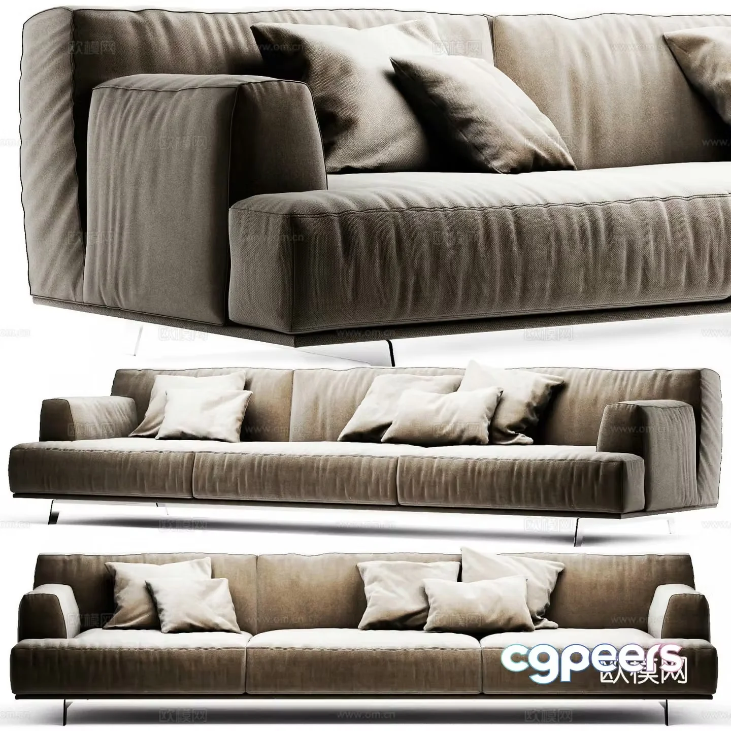 Tribeca modern fabric sofa three seater sofa 3d model