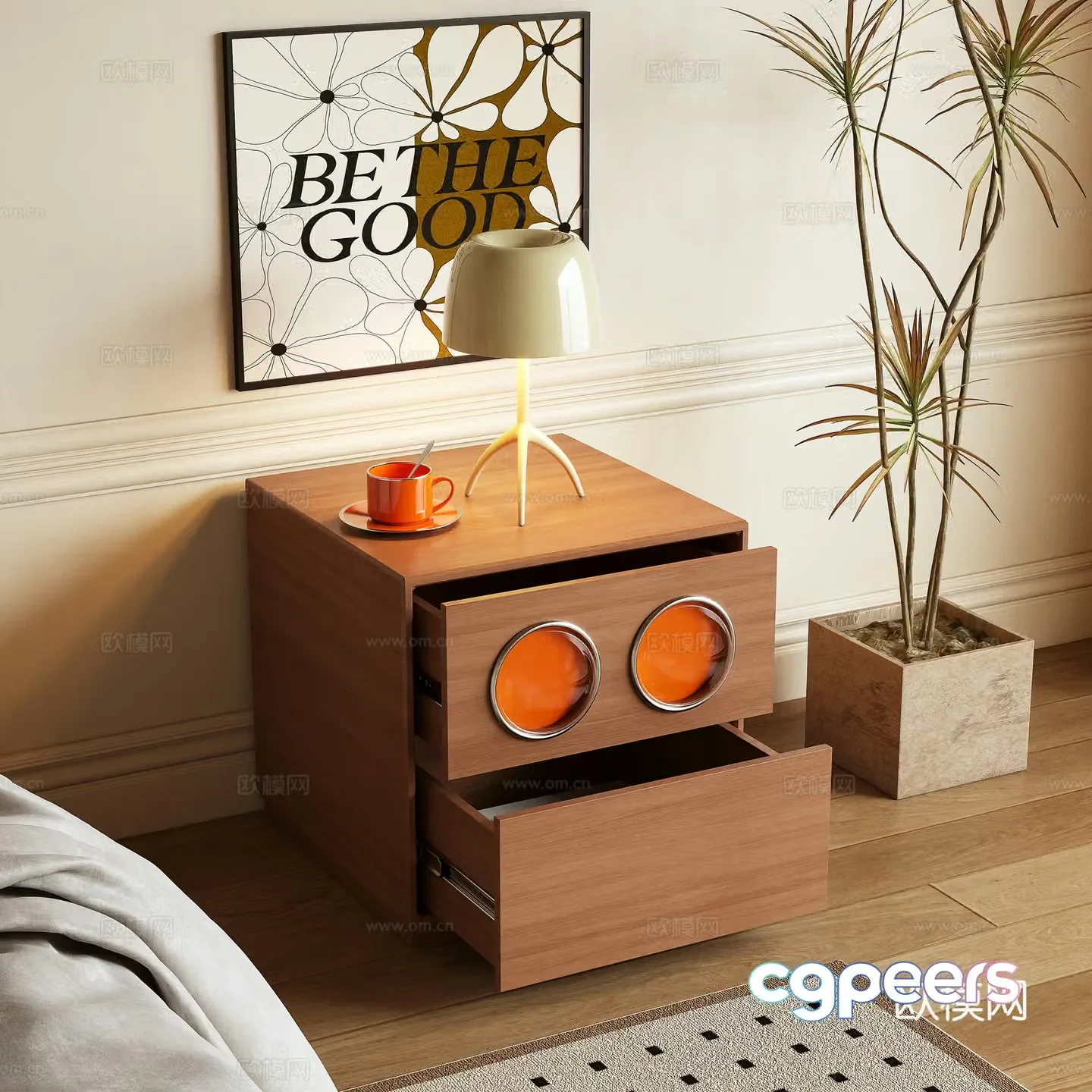 Log wind bedside table 3d model