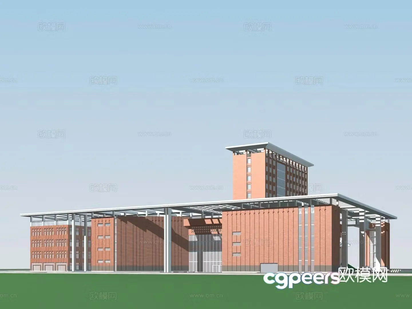 Multi -layer public school appearance 3D model