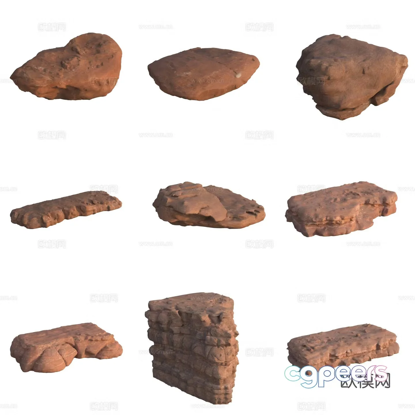 Sandstone stone pile stone wall huge stone large stone 3d model