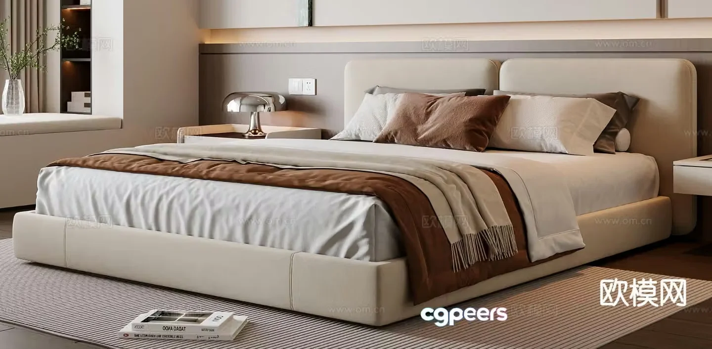 Modern double bed 3d model