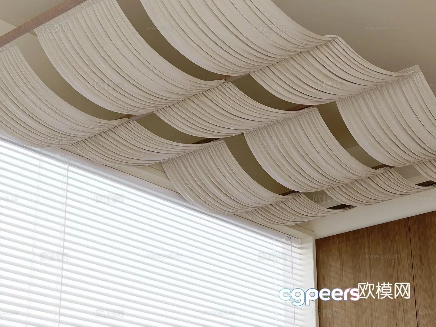Suspended hanging curtain ceiling decorative curtain 3D model