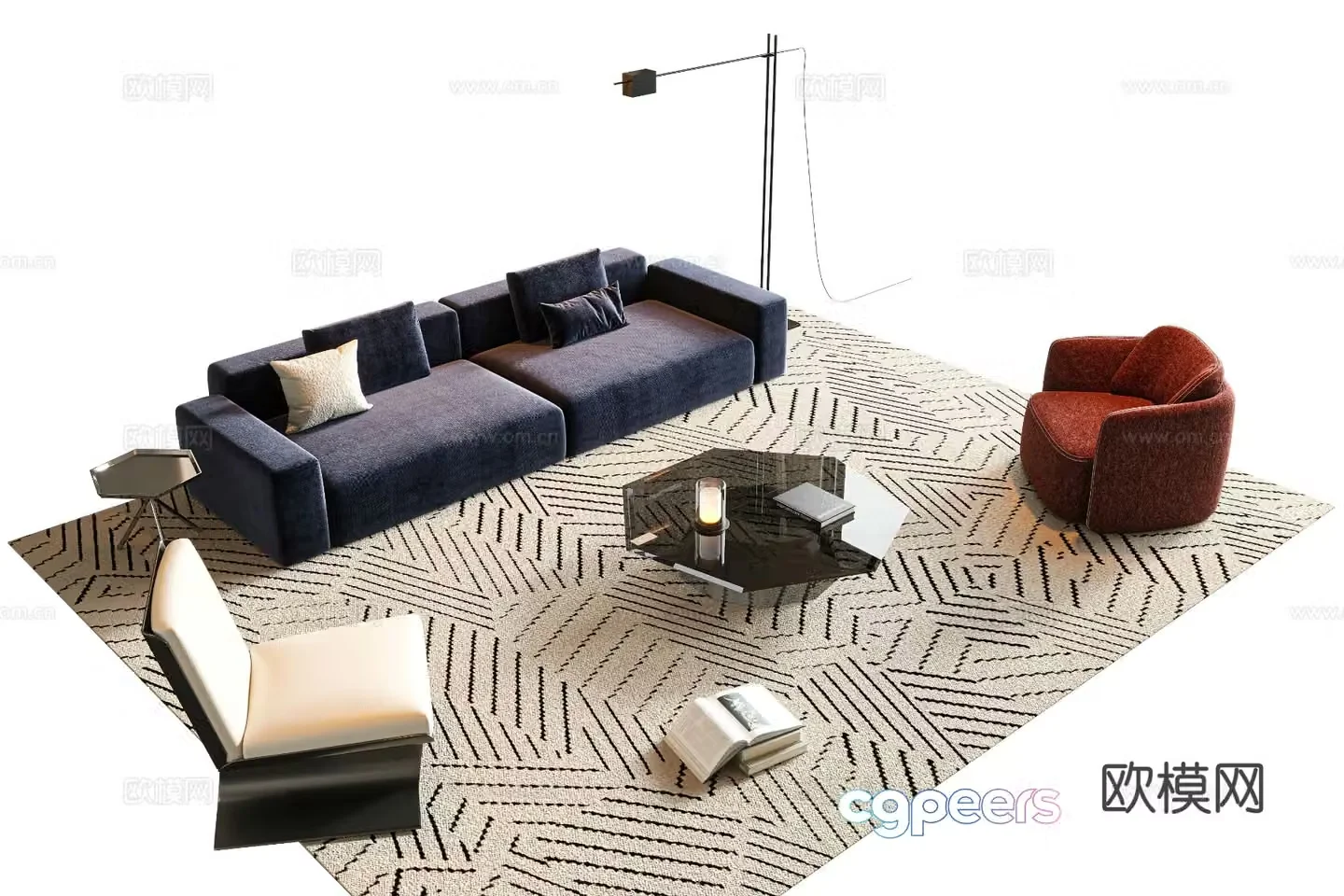 Modern sectional sofa 3d model