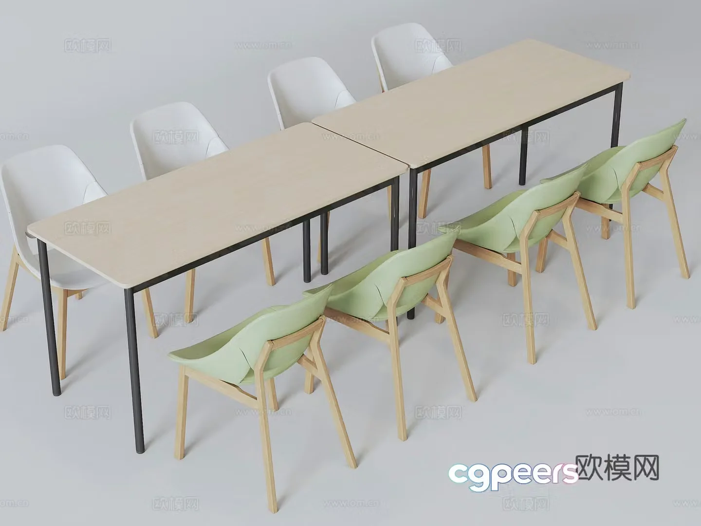 Canteen table and chair combination 3D model