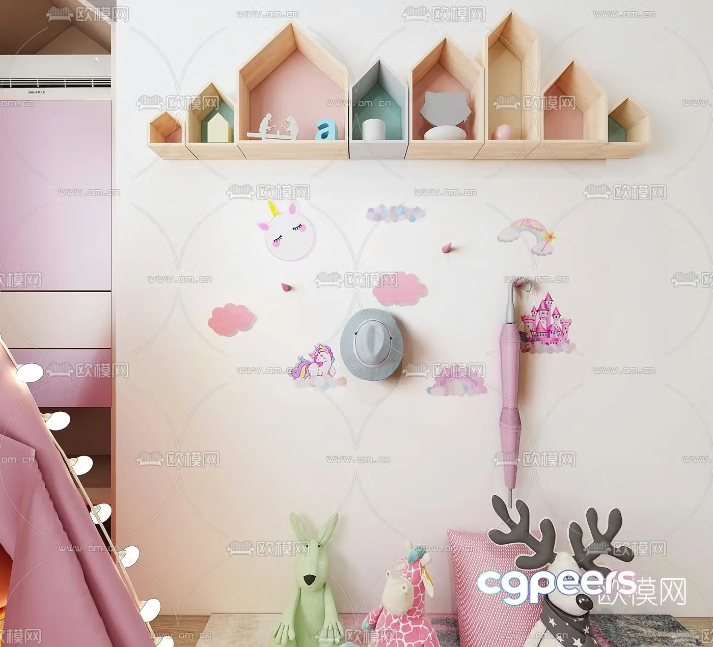 Nordic children’s hook wall decoration pendant storage rack 3d model