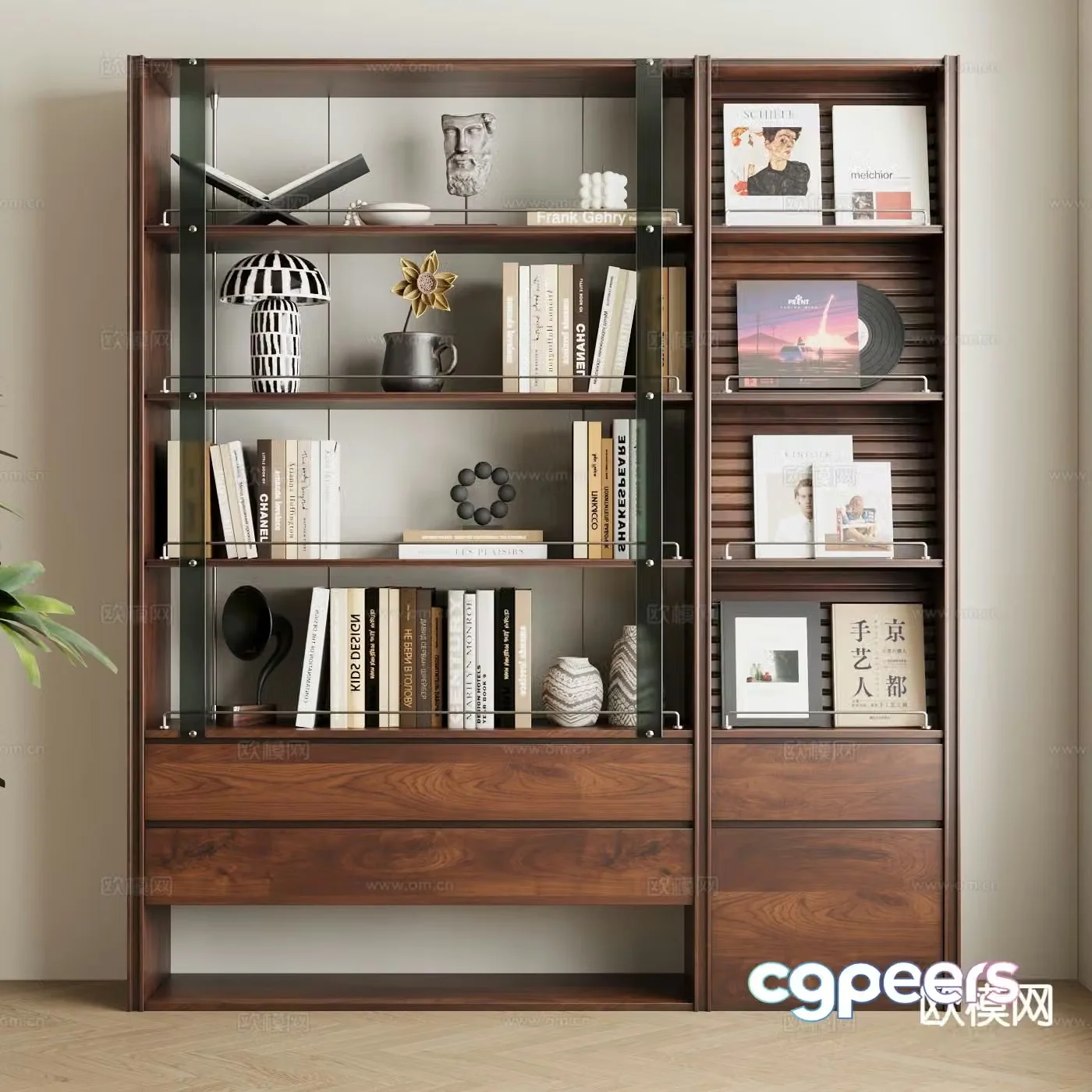Medieval style bookcase bookshelf 3d model