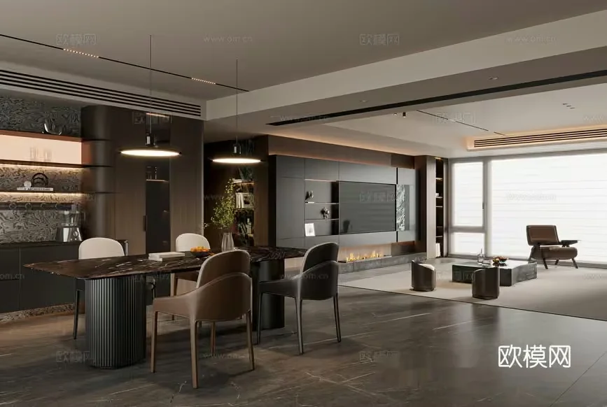 Modern Office Space 3D Model – 4058 – VRAY Render