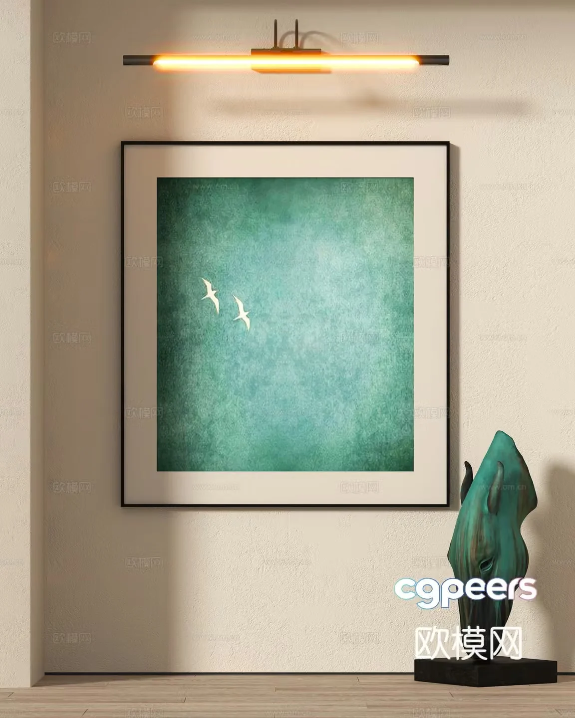 Modern abstract hanging paintings decorative ornaments 3d model
