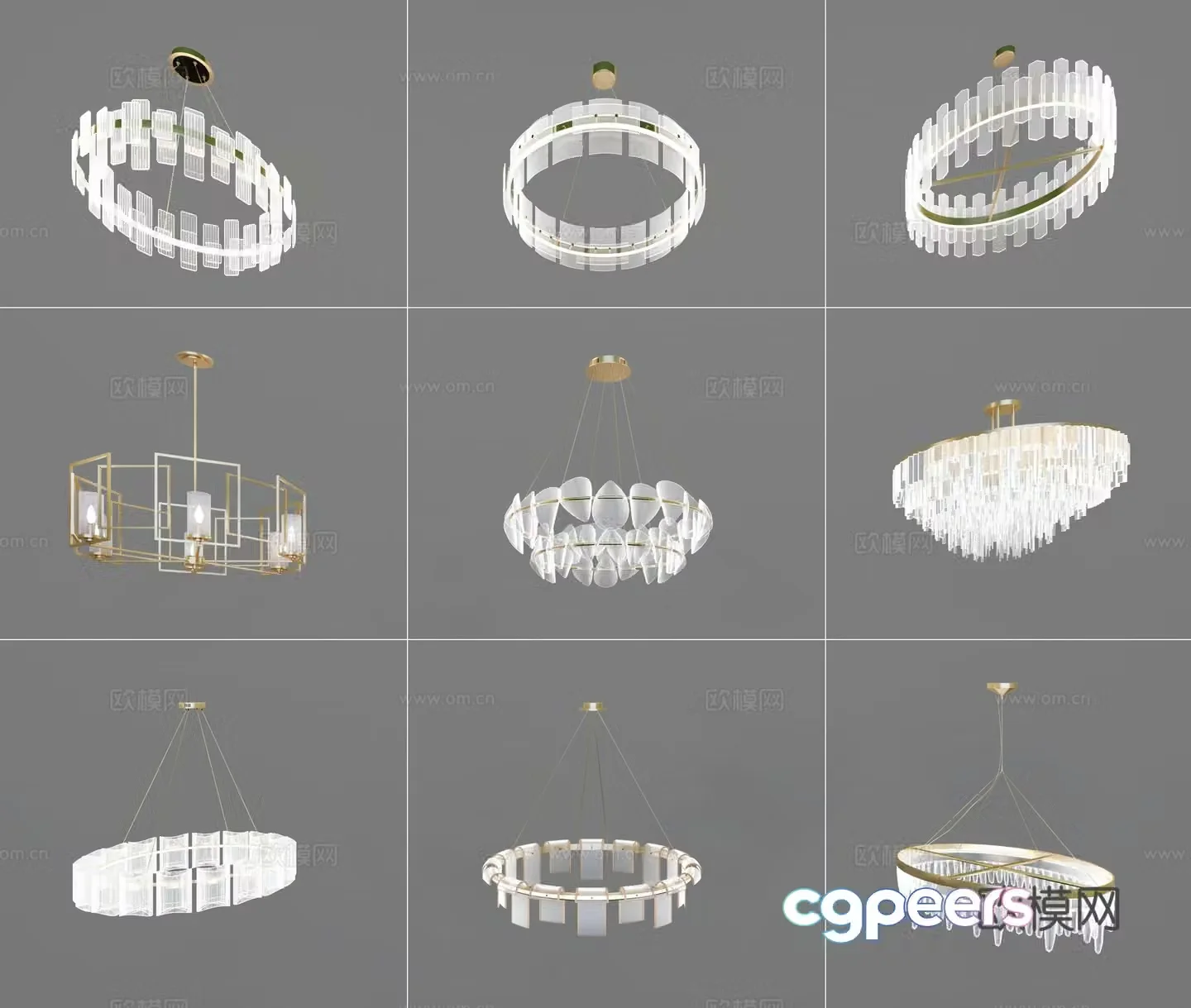 Modern crystal chandelier 3d model