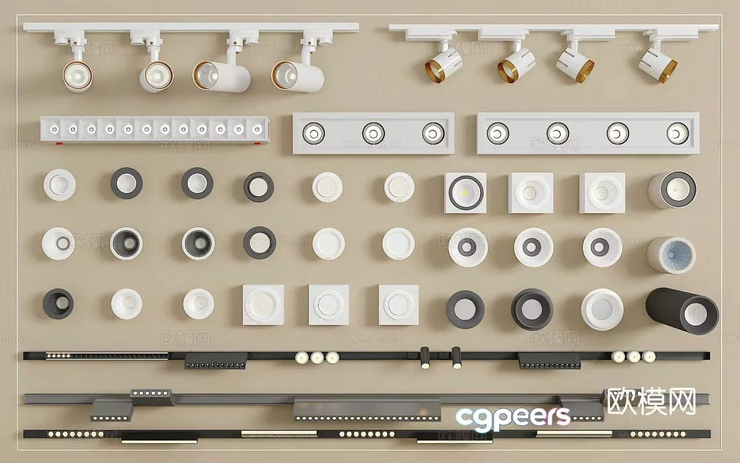 Track spotlight downlight linear lamp embedded downlight magnetic spotlight 3D model
