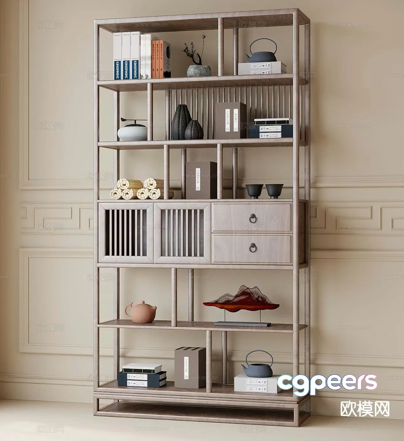 New Chinese style Bogu shelf bookshelf 3D model