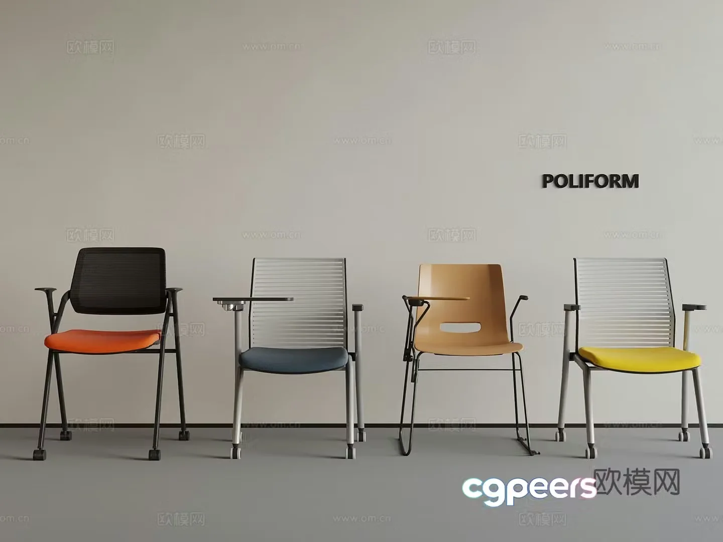 07 Modern Office Chair Training Chair 3D Model