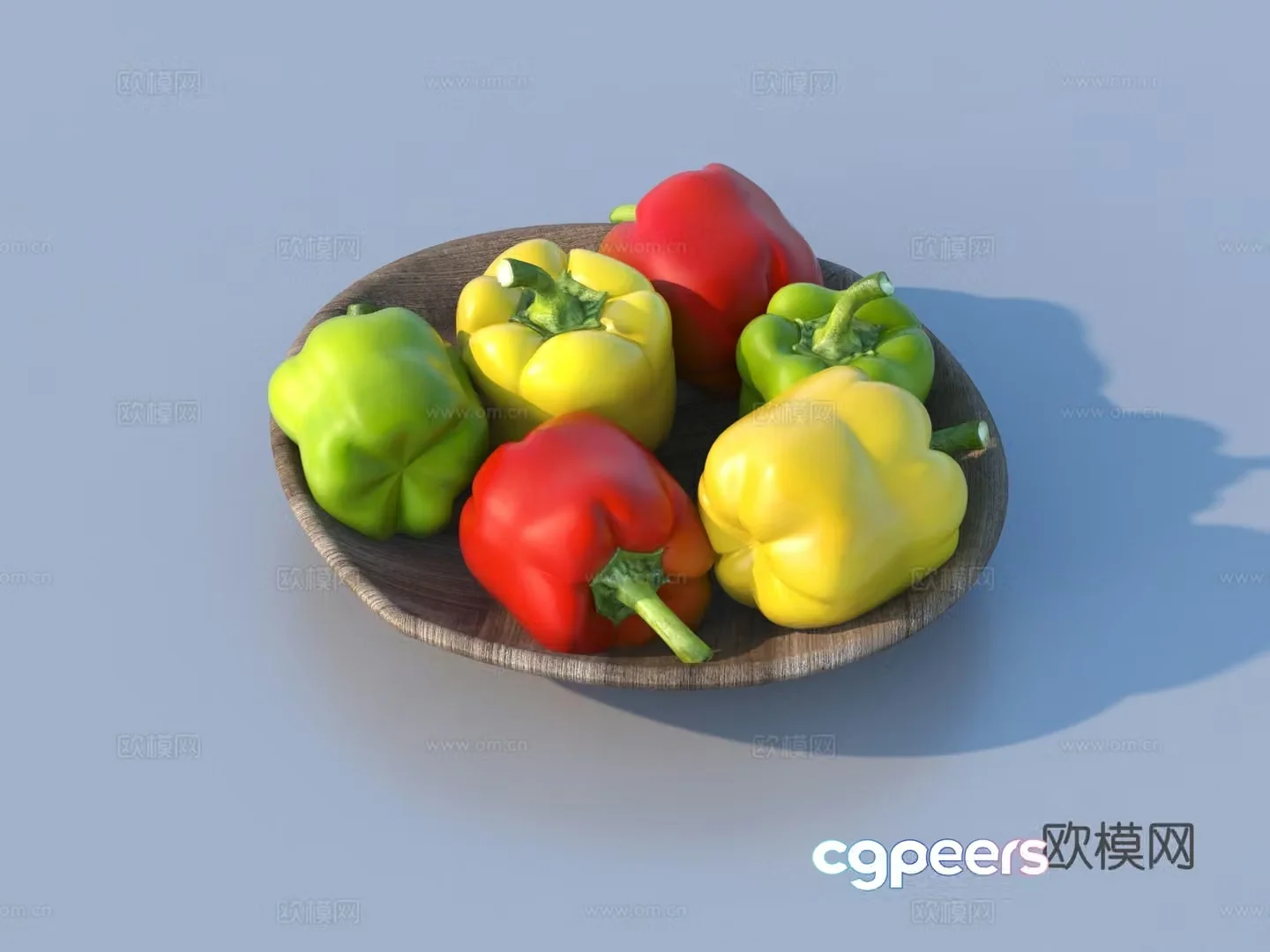 Colored pepper green pepper vegetable ingredients 3D model