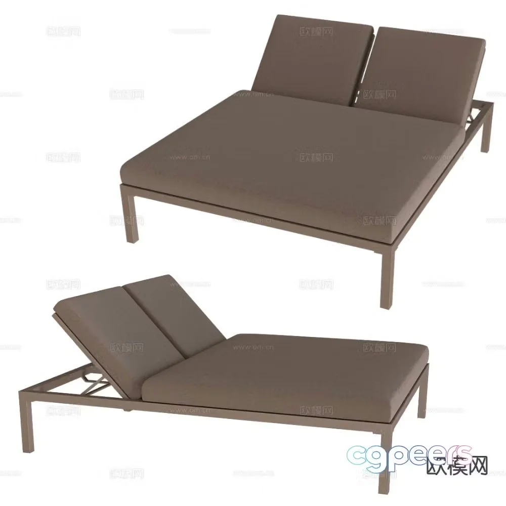 Sifas double chaise lounge bed 3d model