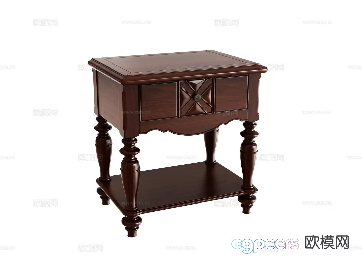 European style bedside table 3d model