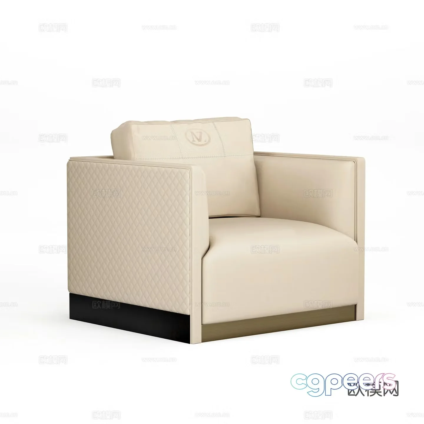 Single sofa leather sofa 3d model