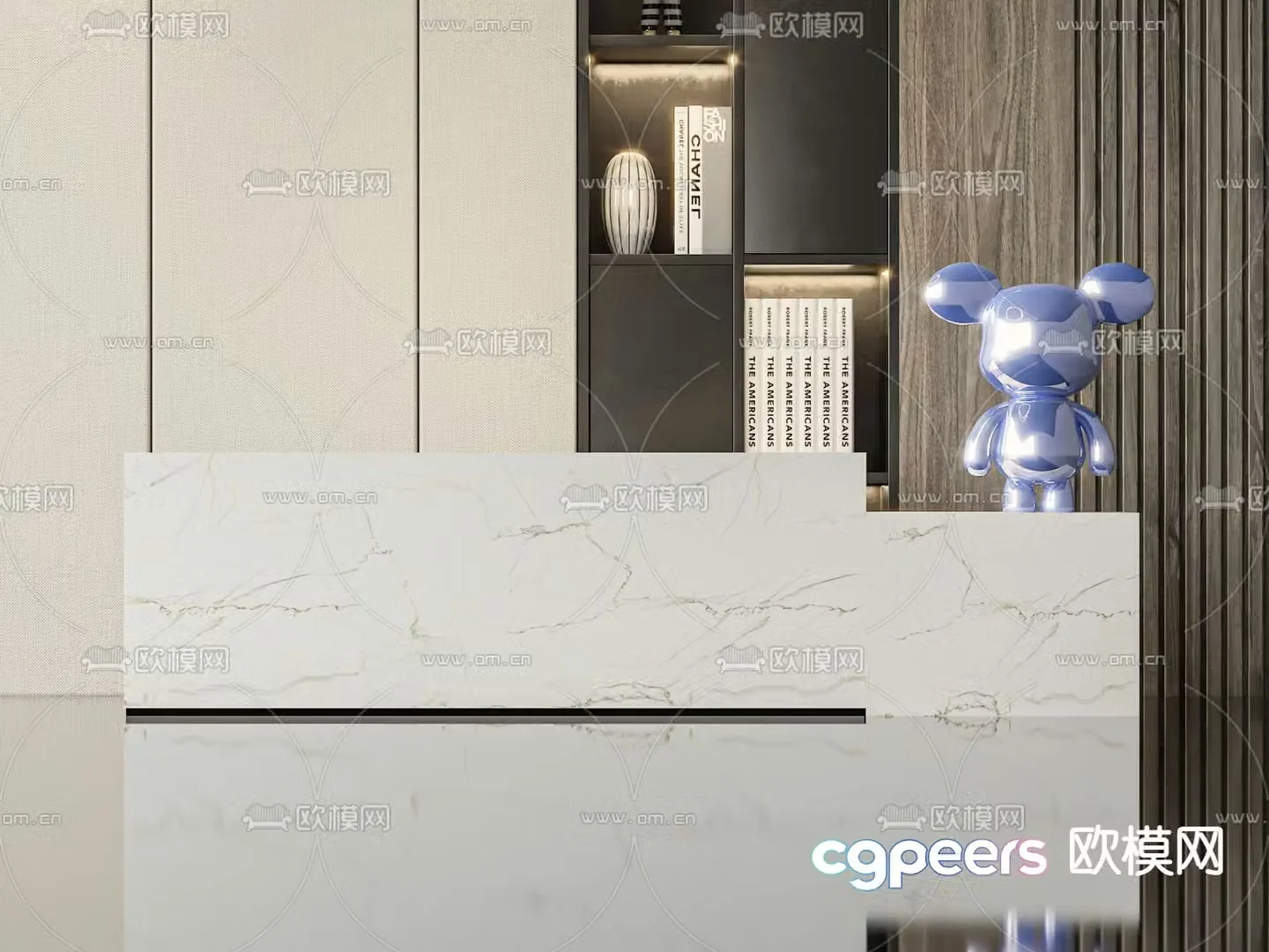 Modern front desk service desk reception desk 3d model