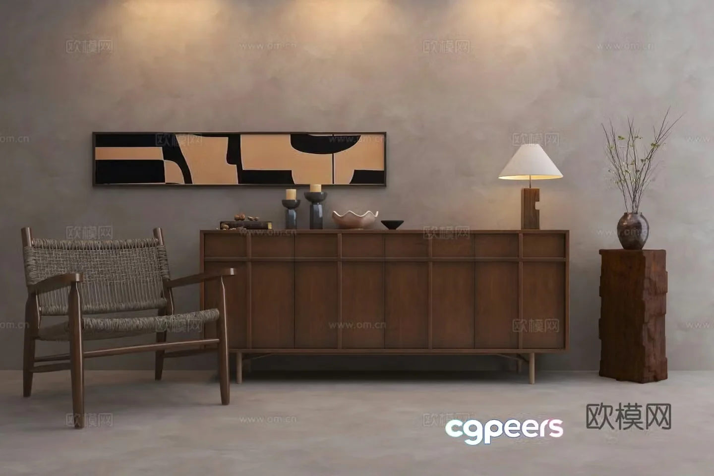 Medieval style leisure chair armchair sideboard 3d model