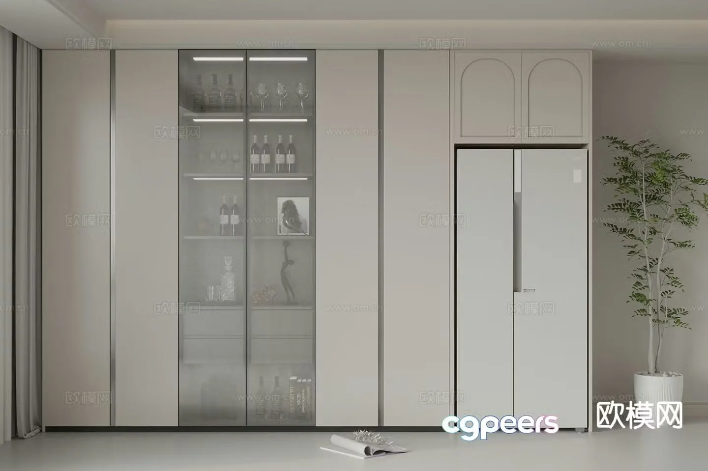Modern wine cabinet sideboard 3d model