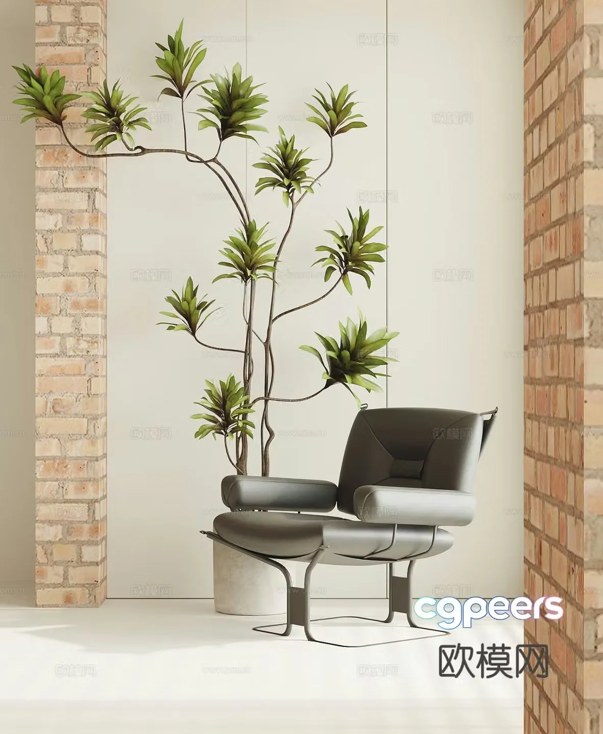 Leather chair lounge chair 3d model