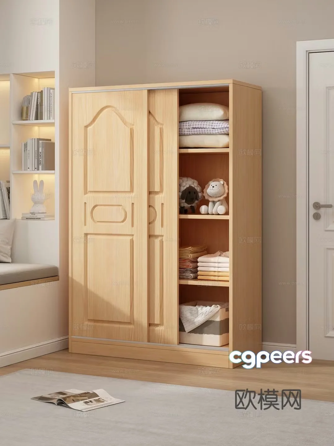 Children’s Wardrobe Decoration Cabinet Children’s Room Children’s Bedroom Bedding Player Clothes Storage Basket 3D Model