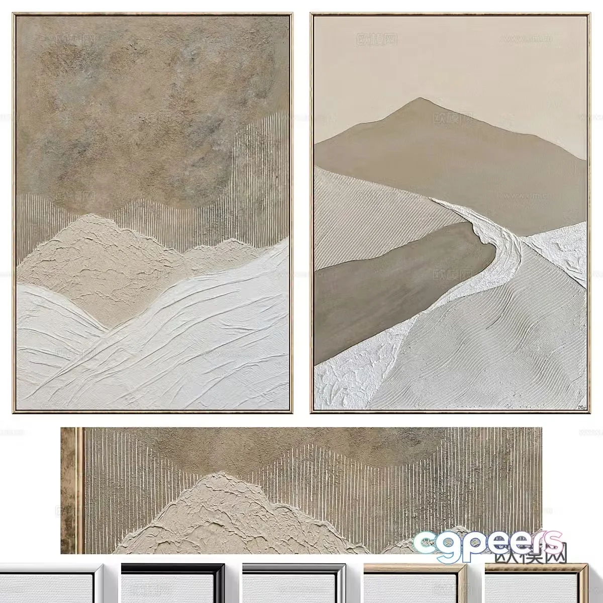 New Chinese bas-relief decorative hanging painting 3D model