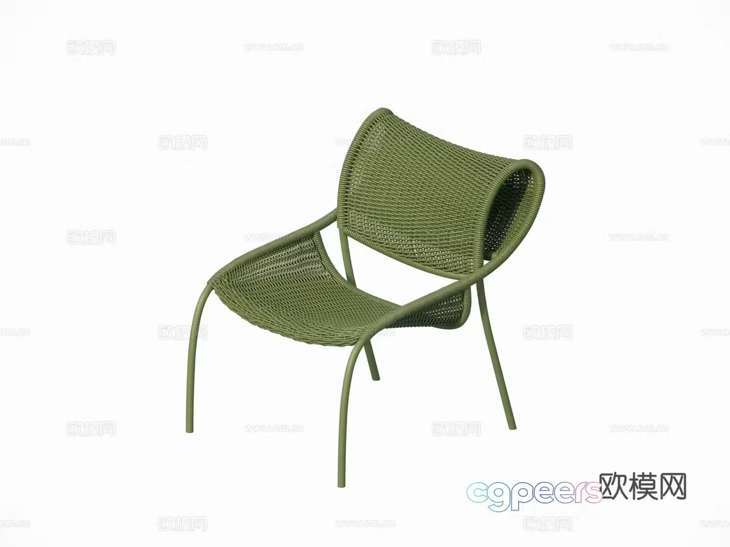 Modern outdoor courtyard garden leisure chair Single chair Rattan chair Metal chair combination 3D model