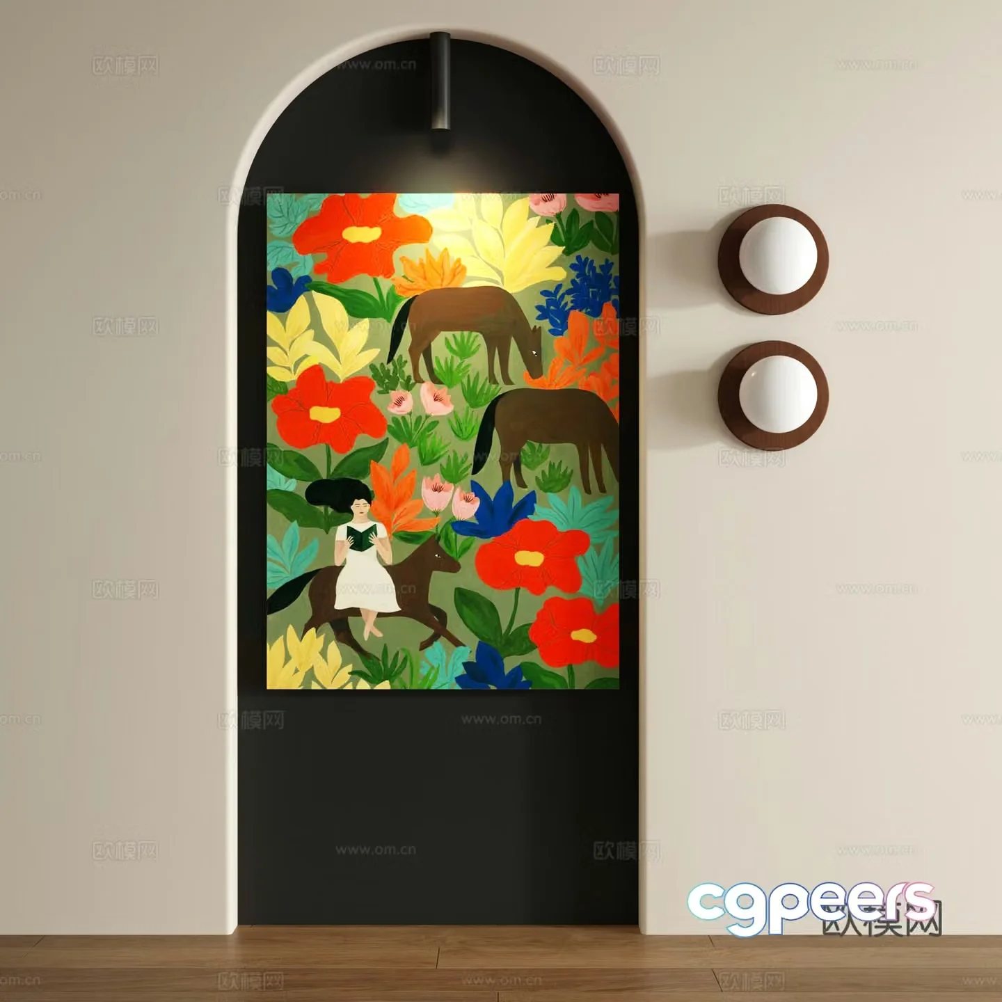Retro abstract frameless drawing 3d model