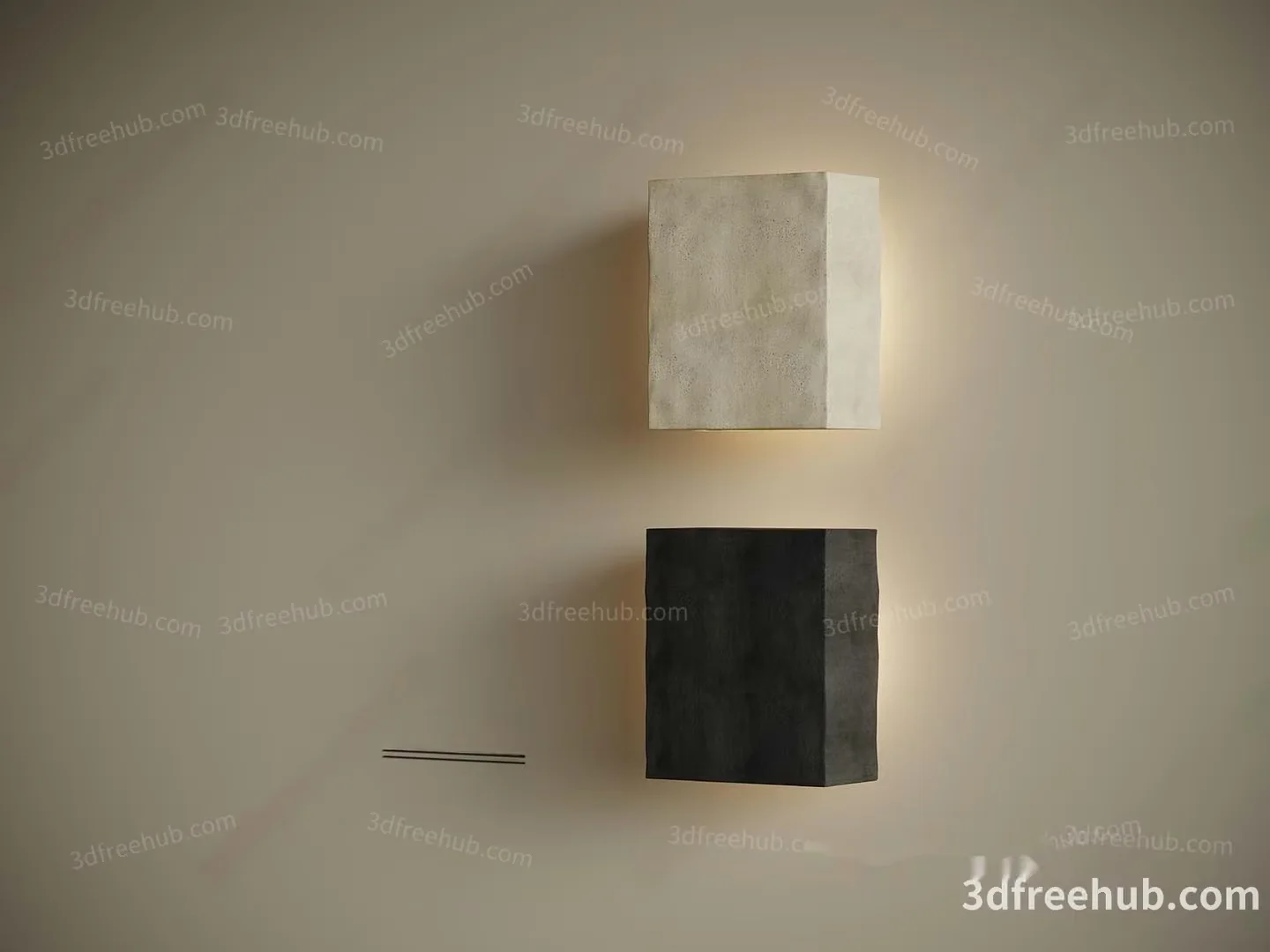 A Wall With Two Wall Lights And A Small Line On It 3D Model – 21852 – VRAY Render